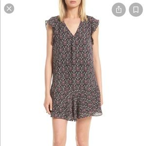 Joie Alamarie B Floral Silk Dress in Caviar